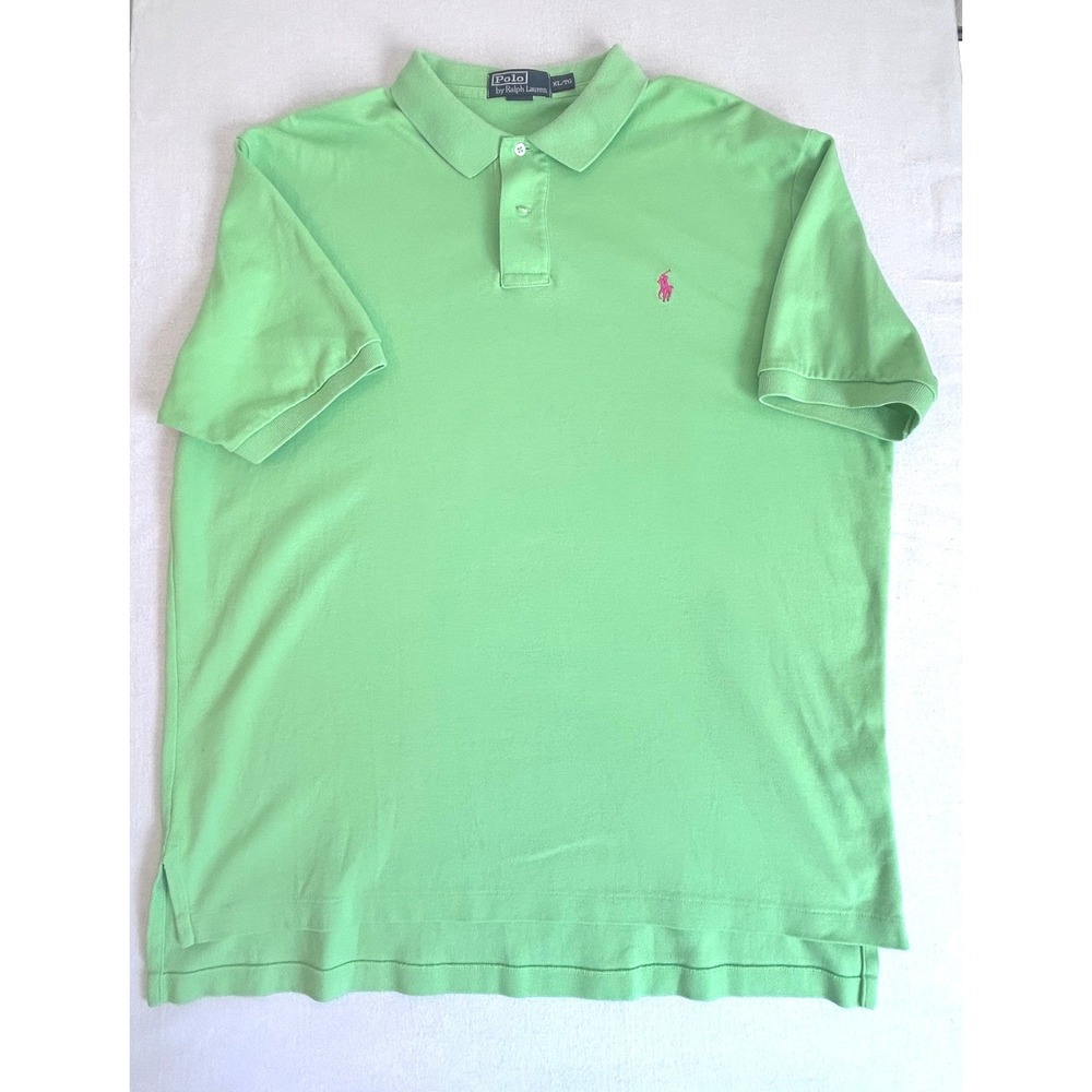Polo by Ralph Lauren Lime Green Short Sleeve Pink Pony‎ Size XL